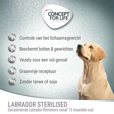 Concept For Life Labrador Sterilised Hondenvoer 4 Concept For Life Labrador Sterilised Hondenvoer - Afbeelding 2