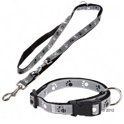 Trixie Set: Halsband Poten Zilver Reflect + Hondenlijn 4 Trixie Set: Halsband Poten Zilver Reflect + Hondenlijn - Afbeelding 2