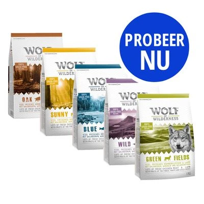 Wolf Of Wilderness - Gemengd Probeerpakket 5 X 1 Kg 3 Wolf Of Wilderness - Gemengd Probeerpakket 5 X 1 Kg