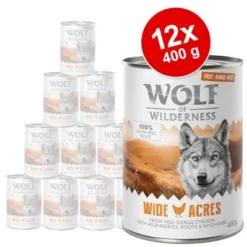 Voordeelpakket 12 X 400 G Wolf Of Wilderness Scharrelvlees Hondenvoer