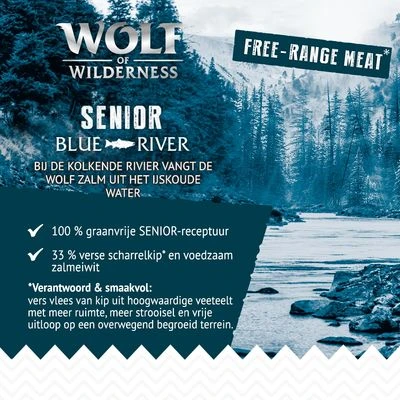 Wolf Of Wilderness Senior Blue River Scharrelkip & Zalm Hondenvoer 5 Wolf Of Wilderness Senior Blue River Scharrelkip & Zalm Hondenvoer - Afbeelding 3