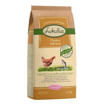 Lukullus Junior Kip & Forel Hondenvoer 4 Lukullus Junior Kip & Forel Hondenvoer - Afbeelding 2
