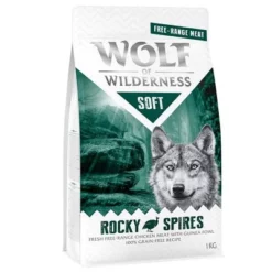Wolf Of Wilderness "Soft - Rocky Spires" - Scharrelkip & Parelhoender Hondenvoer -Exporteren Bitiba winkel wow soft rockyspires frontright 1kg 1000x1000 1 1